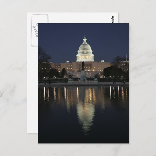 US Capitol Building Night Briefkaart (Voorkant / Achterkant)