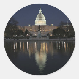 US Capitol Building Night Ronde Sticker