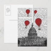 US Capitol Building Red Hot Air Luchtballonnen Briefkaart (Voorkant / Achterkant)