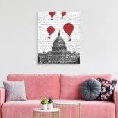 US Capitol Building Red Hot Air Luchtballonnen Canvas Afdruk (Insitu (Woonkamer))