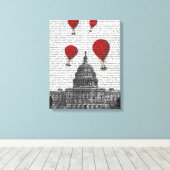 US Capitol Building Red Hot Air Luchtballonnen Canvas Afdruk (Insitu (Houten vloer))