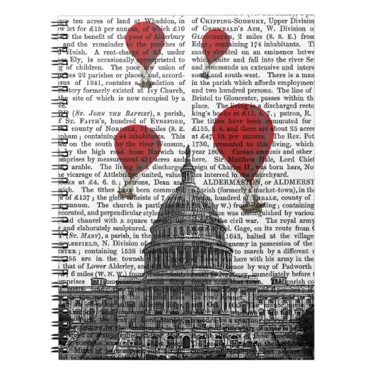 US Capitol Building Red Hot Air Luchtballonnen Notitieboek (Voorkant)