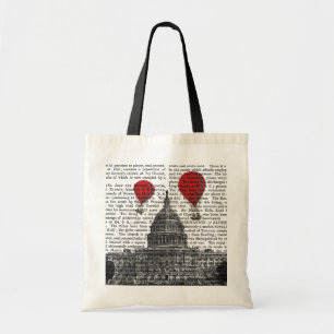 US Capitol Building Red Hot Air Luchtballonnen Tote Bag