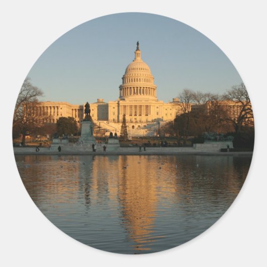 US Capitol Building Sunset Ronde Sticker (Voorkant)