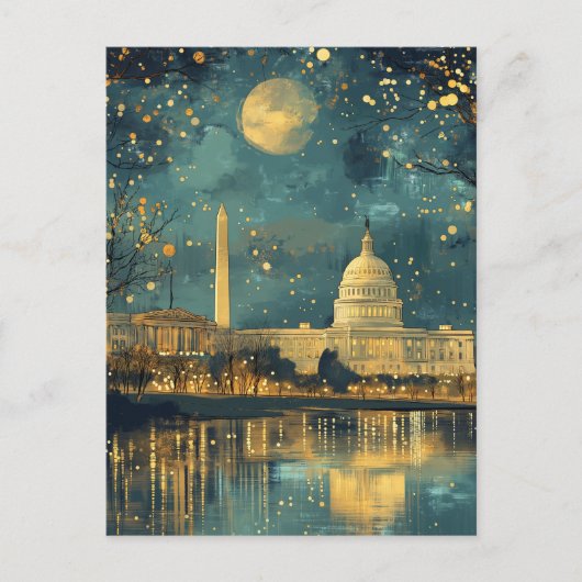 US Capitol Hill Christmas Briefkaart Vintage (Voorkant)