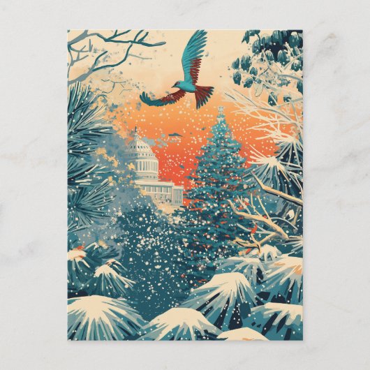 US Capitol Hill Kerstboom vakantie Kaart, retro Briefkaart (Voorkant)