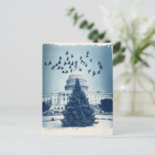 US Capitol Hill Kerstboom vakantie Kaart, retro Feestdagenkaart (Staand voorkant)