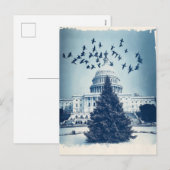 US Capitol Hill Kerstboom vakantie Kaart, retro Feestdagenkaart (Voorkant / Achterkant)