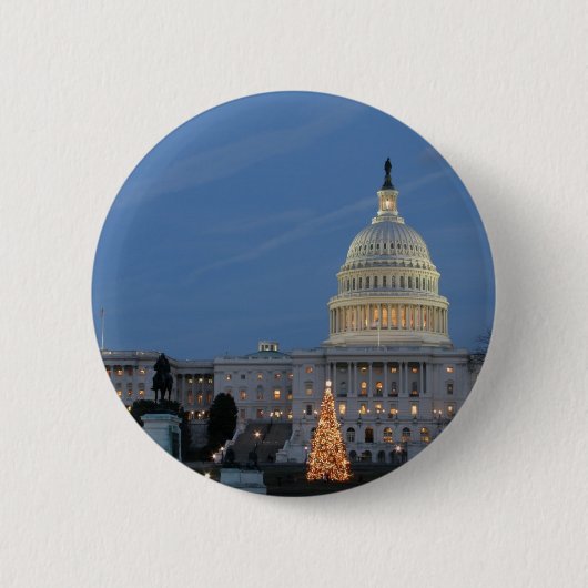 US Capitol viert kerstfoto Ronde Button 5,7 Cm (Voorkant)