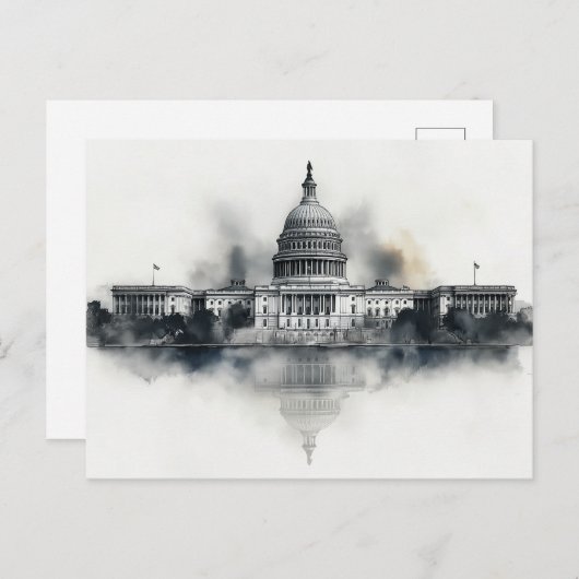 US Capitol Washington DC Briefkaart zwart-wit (Voorkant / Achterkant)