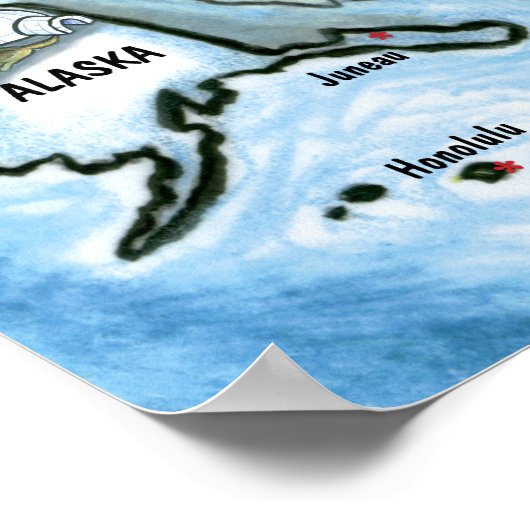 US Cartoon Map HUGE Poster (Hoek)