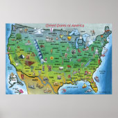US Cartoon Map HUGE Poster (Voorkant)