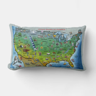 US Cartoon Map Pillow Kussen