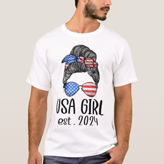 US Citizen EST 2024 Nieuw Burgerschap Amerikaans U T-shirt (Voorkant)