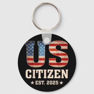 US Citizen EST 2025 Amerikaanse vlag Nieuw burgers Sleutelhanger