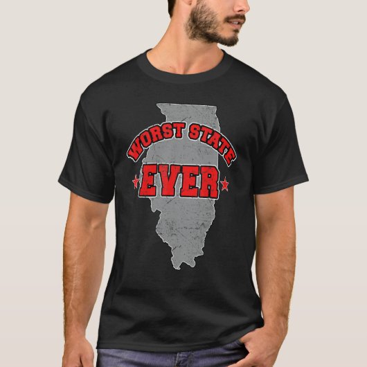 US Citizen Proud America Land Map Worst State Illi T-shirt (Voorkant)