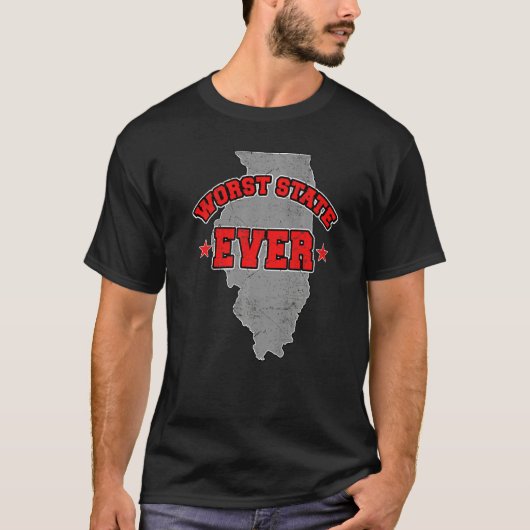 US Citizen Proud America Land Map Worst State Illi T-shirt (Voorkant)