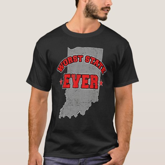 US Citizen Proud America Land Map Worst State Indi T-shirt (Voorkant)