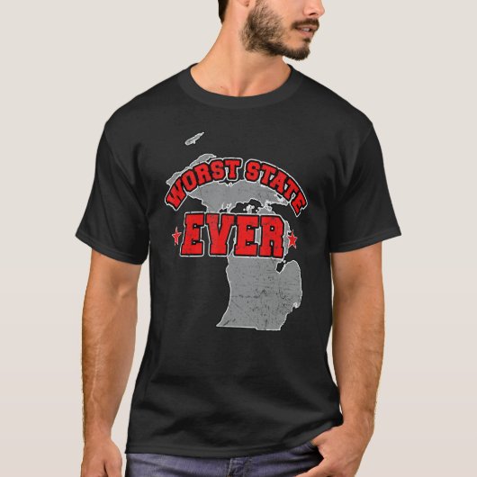 US Citizen Proud America Land Map Worst State Mich T-shirt (Voorkant)
