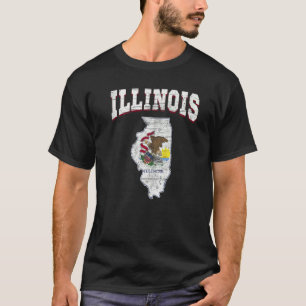 US Citizen Proud America State Flag Land Map Illin T-shirt