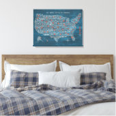 US City Map on Wood Blue Canvas Afdruk (Insitu (Slaapkamer))
