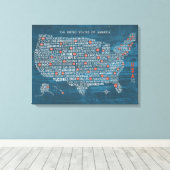 US City Map on Wood Blue Canvas Afdruk (Insitu (Houten vloer))