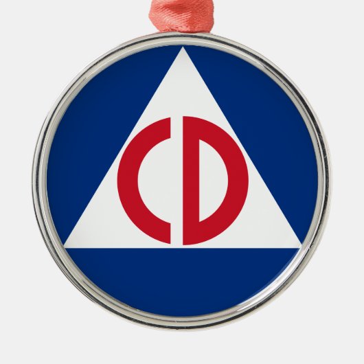 US Civil Defence Logo Symbool Metalen Ornament (Voorkant)