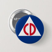 US Civil Defence Logo  Symbool Ronde Button 5,7 Cm (Voorkant /achterkant)