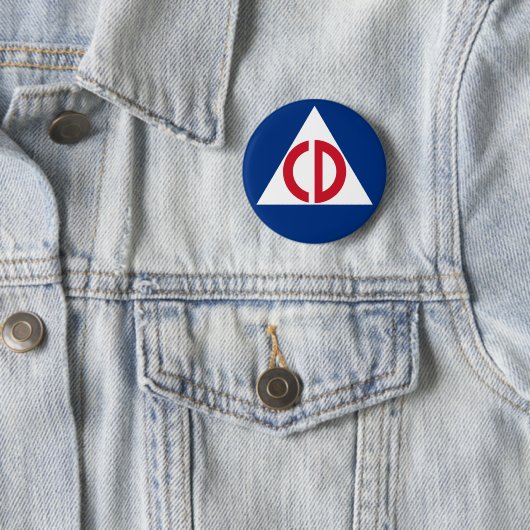 US Civil Defence Logo  Symbool Ronde Button 5,7 Cm (In situ)