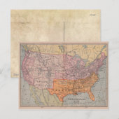  US Civil War Era Map 1861 Briefkaart (Voorkant / Achterkant)