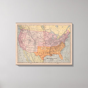 US Civil War Era Map 1861 Canvas Afdruk