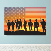 US COMBAT SQUAD 32x48 Canvas Afdruk (Insitu (Houten vloer))