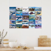 US COMBAT VLIEGTUIG - TWEEDE WERELDOORLOG "MONTAGE POSTER (Keuken)