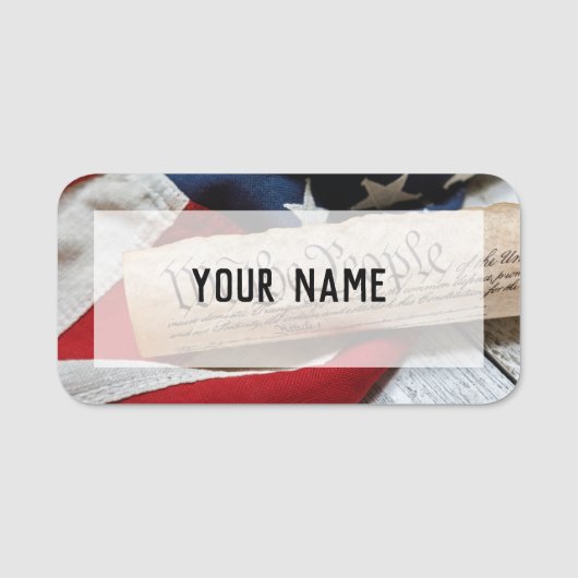 US Constitution and Flag Naamplaatje (Voorkant)