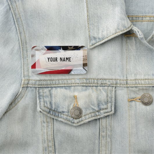 US Constitution and Flag Naamplaatje (In situ)