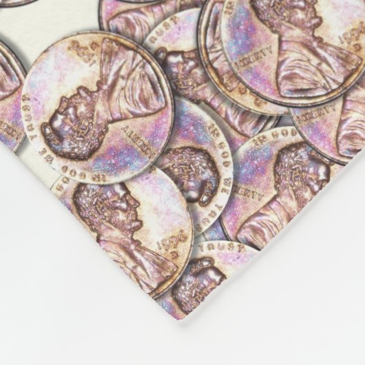 US Copper Pennies Fleece Deken (Hoek)