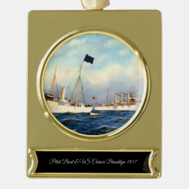 US Cruiser Brooklyn 1897 Verguld Banner Ornament