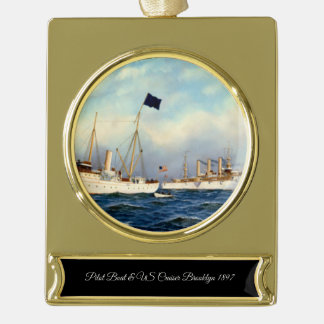 US Cruiser Brooklyn 1897 Verguld Banner Ornament
