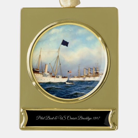 US Cruiser Brooklyn 1897 Verguld Banner Ornament (Voorkant)