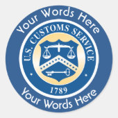 US Custom Service Round Sticker (Voorkant)