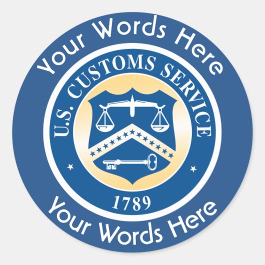 US Custom Service Round Sticker (Voorkant)