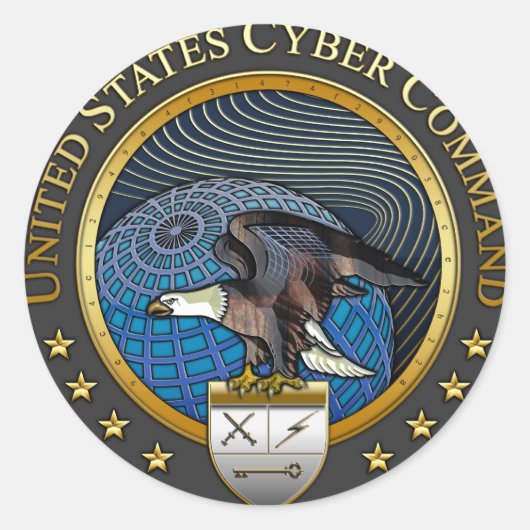 US Cyber Command Ronde Sticker (Voorkant)