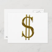 $ US-dollarteken goud Briefkaart (Voorkant / Achterkant)