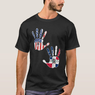 US Dominicaanse Republiek Handprint vlag Amerika T-shirt