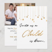 Us Een kind is geboren Foto Schrift Kerstmis Feestdagenkaart (Voorkant / Achterkant)