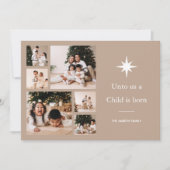Us een kind is geboren Fotocollage Kerstmis Feestdagenkaart (Voorkant)