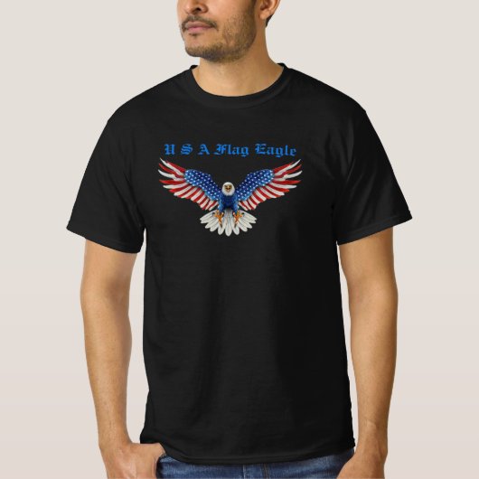 US Een vlag Eagle Vogel Vliegende Kunst Print Desi T-shirt (Voorkant)