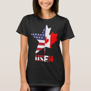 US Eh Canada Canadian American Flag Pride Patrioti T-shirt