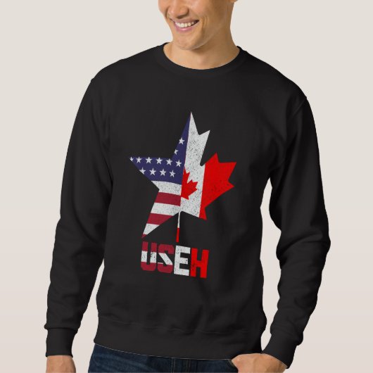 US Eh Canada Canadian American Flag Pride Patrioti Trui (Voorkant)