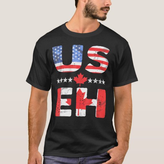 US EH Canada Flag Pride Vakantie reizen Canadees T-shirt (Voorkant)